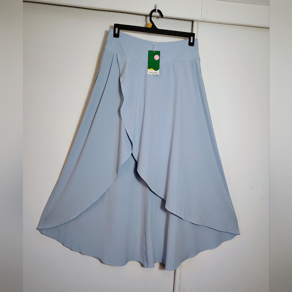NWT Halara Breezeful 2-in-1 maxi skort high waist Asimetrica light blue ballad L - Picture 2 of 14